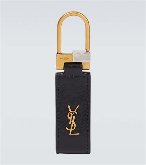 YSL leather keychain in black 